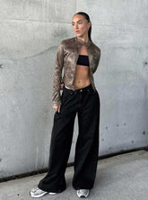 Naylor Wide Leg Jeans Washed Black Denim Petite