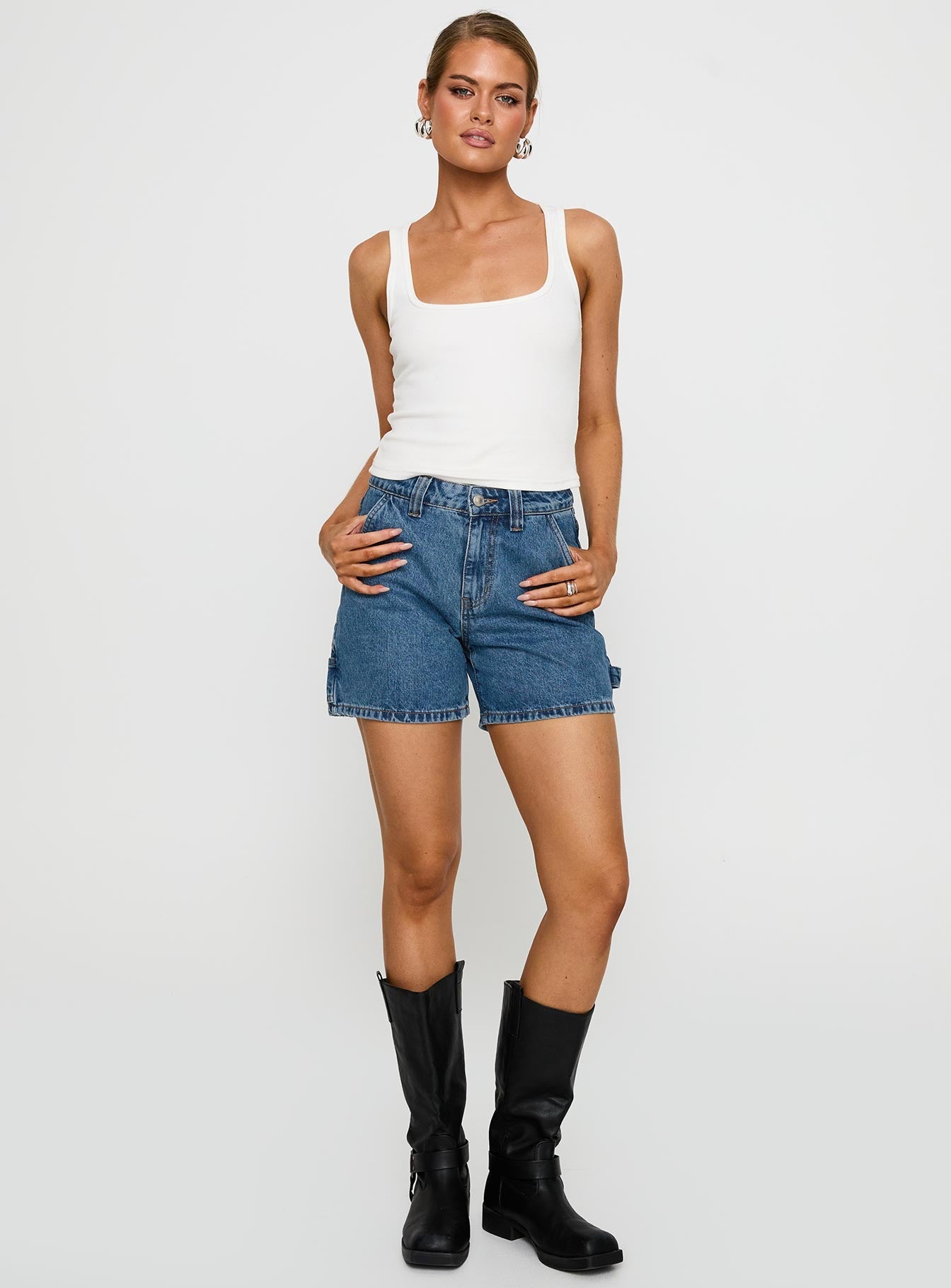 Lou Carpenter Denim Shorts Mid Wash Lower Impact