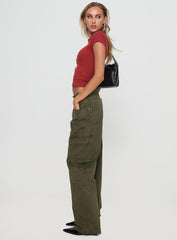 Ahstin Cargo Jeans Green Petite
