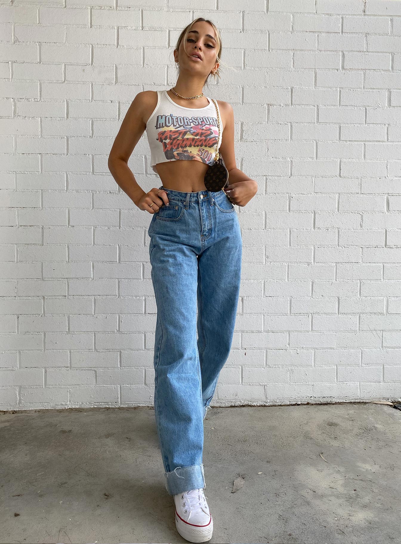 Ollie Straight Leg Jean Mid Wash Denim